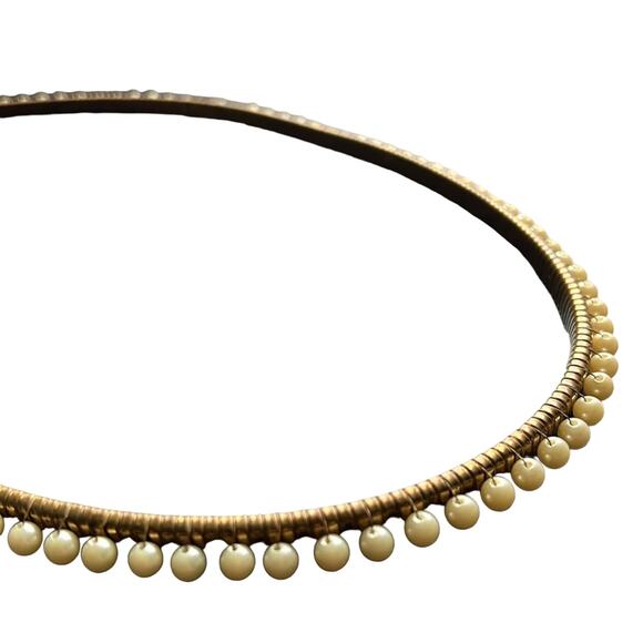 Vintage | Faux Pearl Gold Tone Stretch Belt - Picture 2 of 9